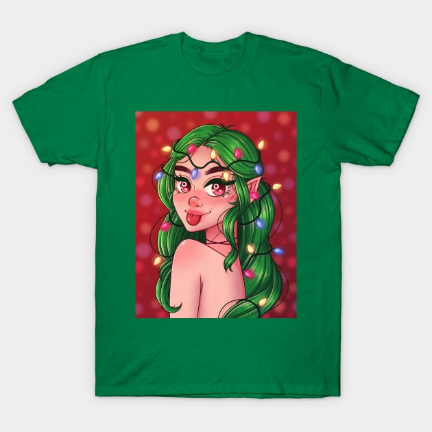 Christmas Lights Girl T-Shirt by PeppermintKamz